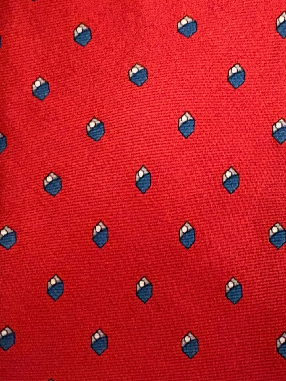 Vintage Tattersall All Silk Red Foulard Micro Pattern Necktie USA Made